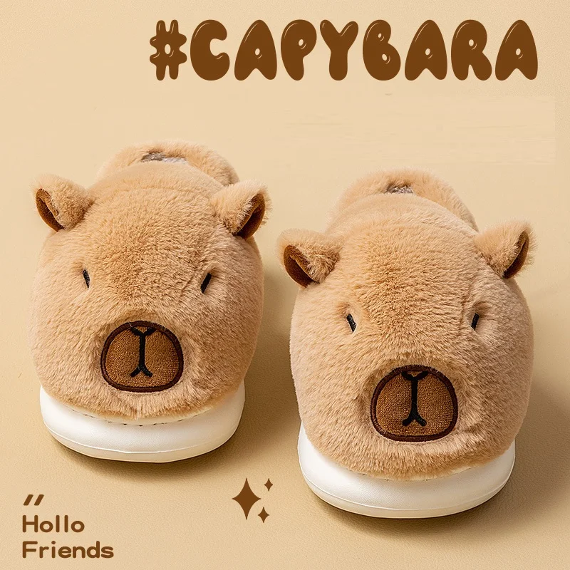 

New capybara designer slippers unisex home shoes fluffy winter slipper women furry slides woman close back animal slip on boots
