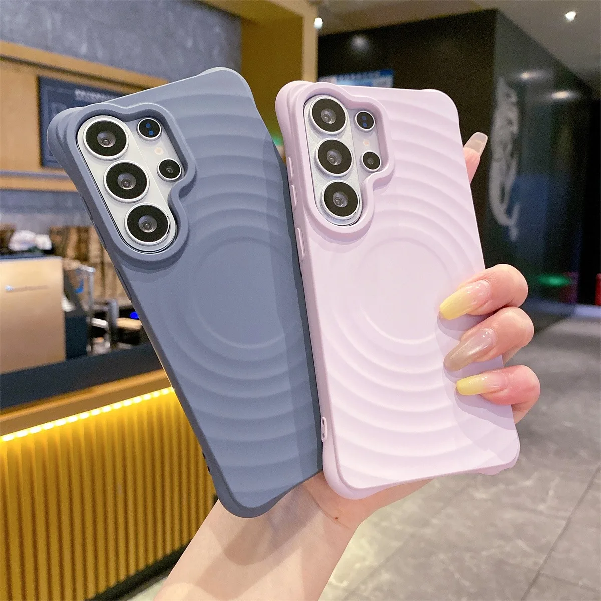 Water Ripple Silicone Soft Phone Case for Samsung Galaxy S26 Ultra S25 Plus S24 S23FE for Magsafe Magnetic Wireless Charge Cover