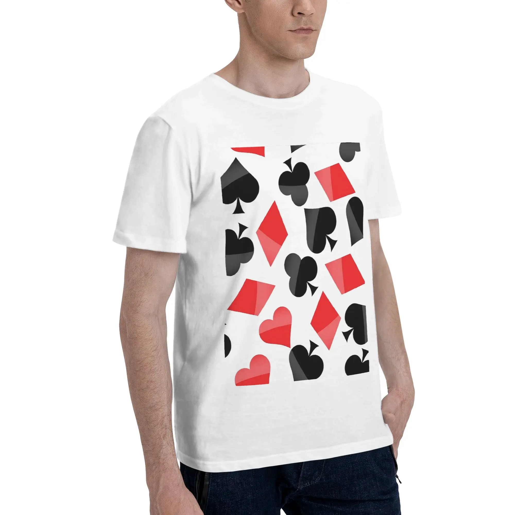 

playing-card symbols Men T-Shirt Plus Size T Shirts Men's Crew Neck Cotton Tees Short Summer Male