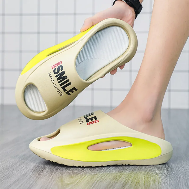 

2025 New Summer Men Slippers Fashion Non-slip Super Soft EVA Beach Couples Coconut Shoe Thick Bottom Outdoor Wear Sports Sandals
