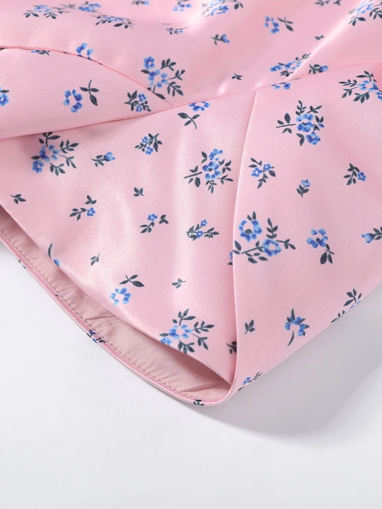 Bedruckte Kurzarm-Jacke mit Taillenschnürung für Damen, Eleganter Stehkragen, Einreihig mit Rüschen, Schlanke Passform, Neue Oberbekleidung – Detail 8