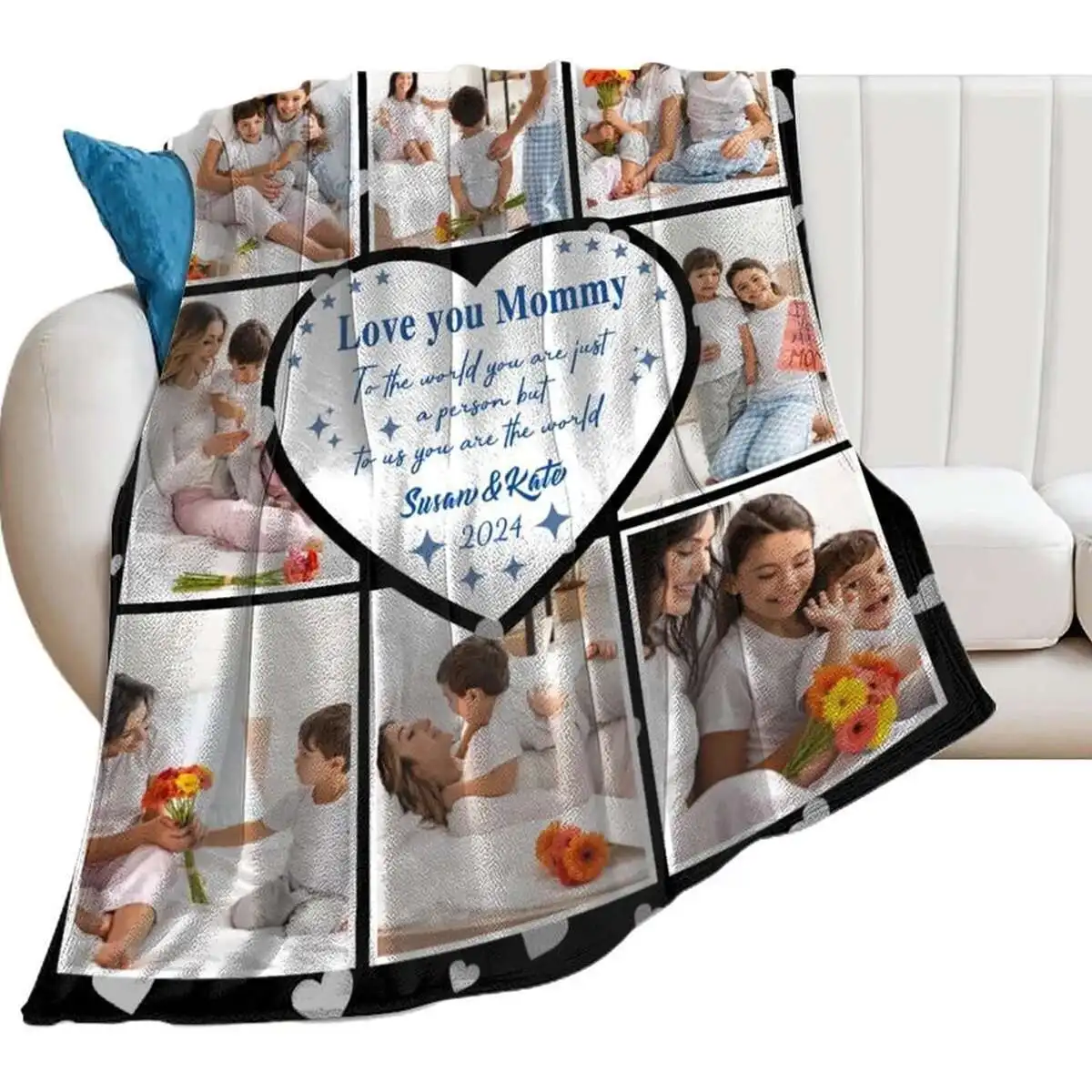 Mom, The Gift Best Mother's for Day Birthday Customized Personalized Blanket with Photos, Unique and Creative Blanket