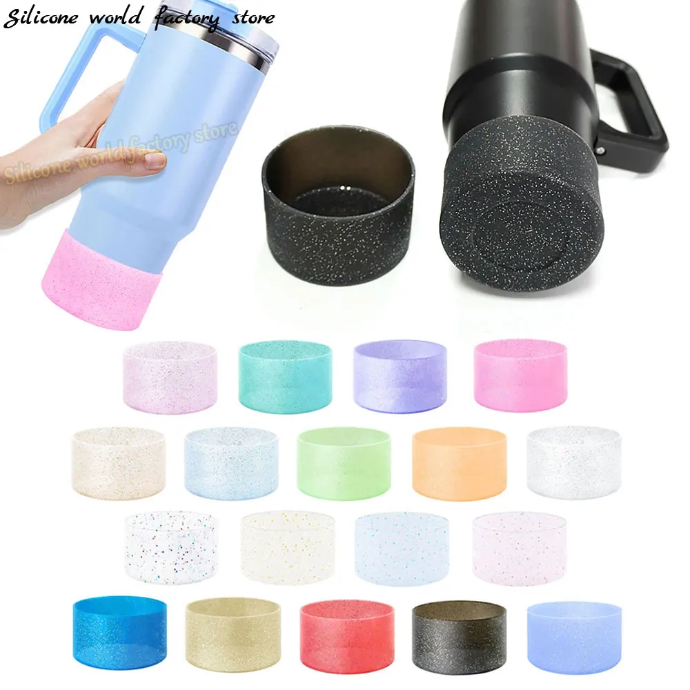 

SW 7.5CM Glitter Silicone Cup Boot Sleeve For Stanley 40oz 30oz Tumbler Water Bottle Covers Anti-Slip Silicone Cup Bottom Cover