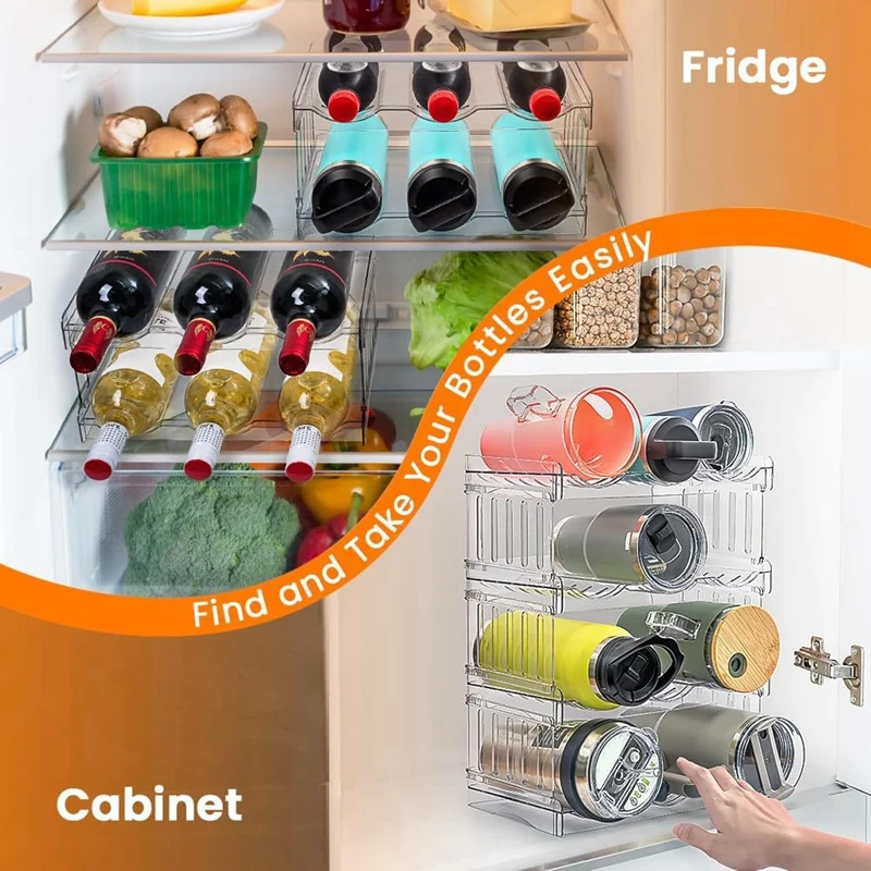 Fridge Organiser Bottle Rack Stackable-Bottle Holder For Fridge,Cabinet,Kitchen Organiser