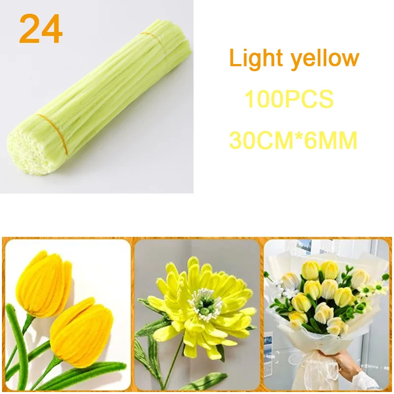 Kleurrijke Chenille-stengels, pijpenragers, pluche, glitterstengels, draadstokjes, DIY-pijpenragers, haarbloemen, handgemaakt knutselcadeau