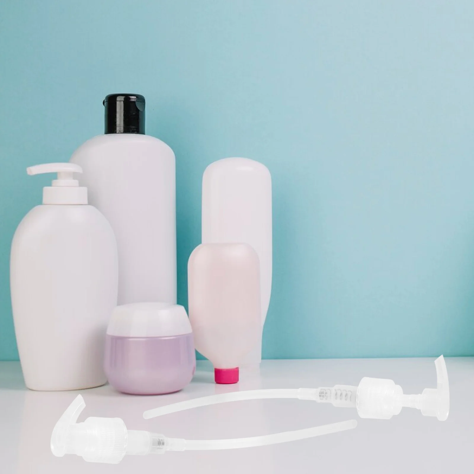 

2Pcs Lotion Dispenser Pump Plastic Replacement for Soap Shampoo Bottles Adjustable Tube for High Viscosity Products Travel Use