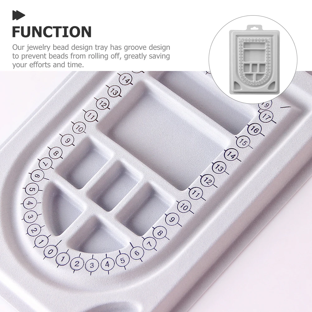 

DIY Bead Design Tray 21x15cm Gray Flocking Jewelry Organizer Board for Necklace Bracelet Craft Tools Kit Plastic Beading Boards