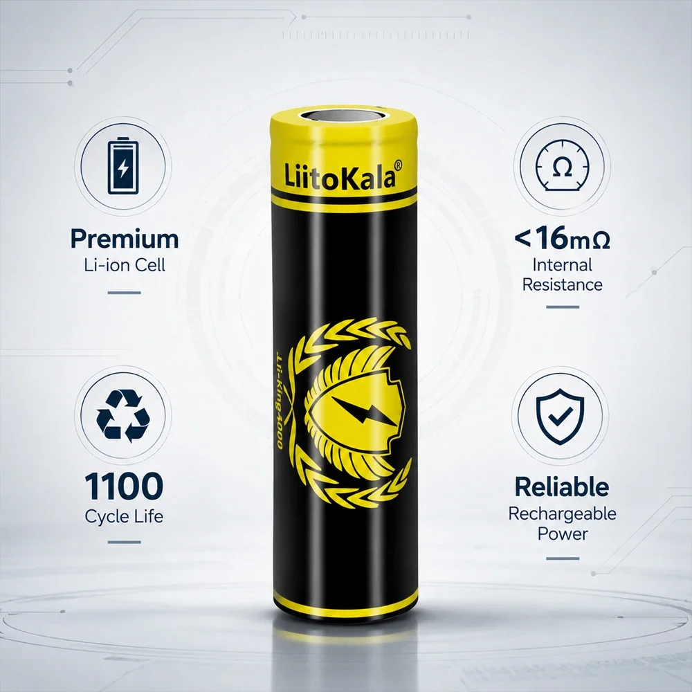 Lii-King 18650 4000mAh 3.7V Rechargeable Battery, 12A Discharge Cell for Toy Guns and Energy Storage Devices by LiitoKala