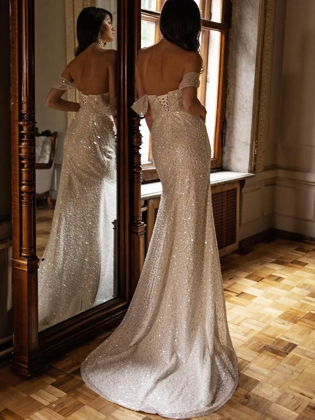 فساتين زفاف فاخرة للعروس بدون أكتاف حورية البحر طويلة تول في الهواء الطلق فستان زفاف الأميرة على الشاطئ