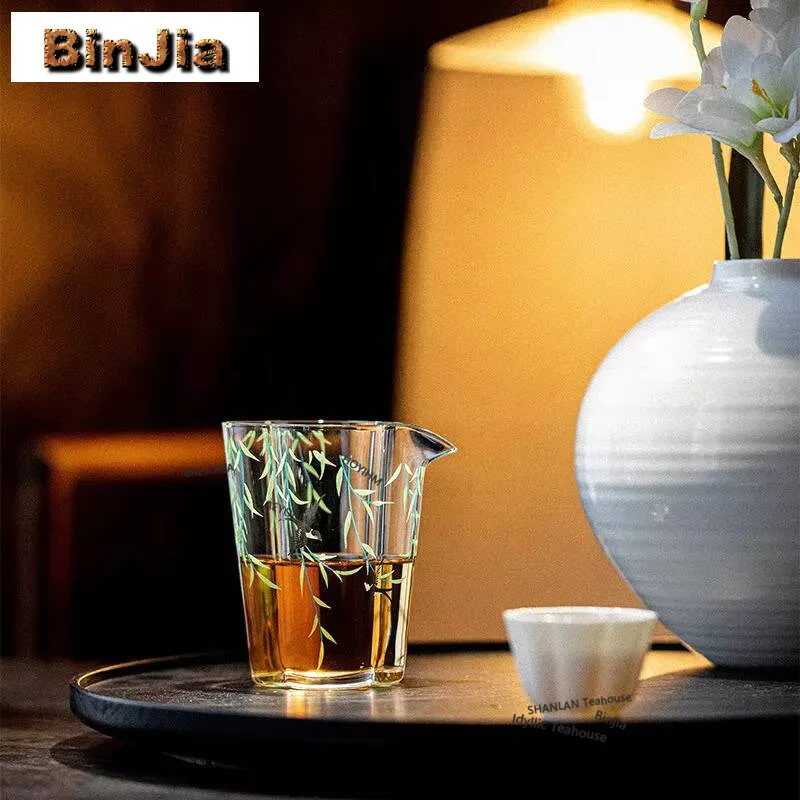 230ml Glass Willow Swallow Begonia Tea Pitcher Tea Divider Cha Hai Dispenser Justice Cup Fair Mug Tea Ceremony Craft Supplies