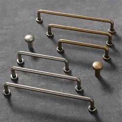 Retro Cabinet Handle Antique Bronze Drawer Knob Solid Zinc Alloy Bar Pull for Kitchen Dresser Wardrobe Cupboard Furniture Handle