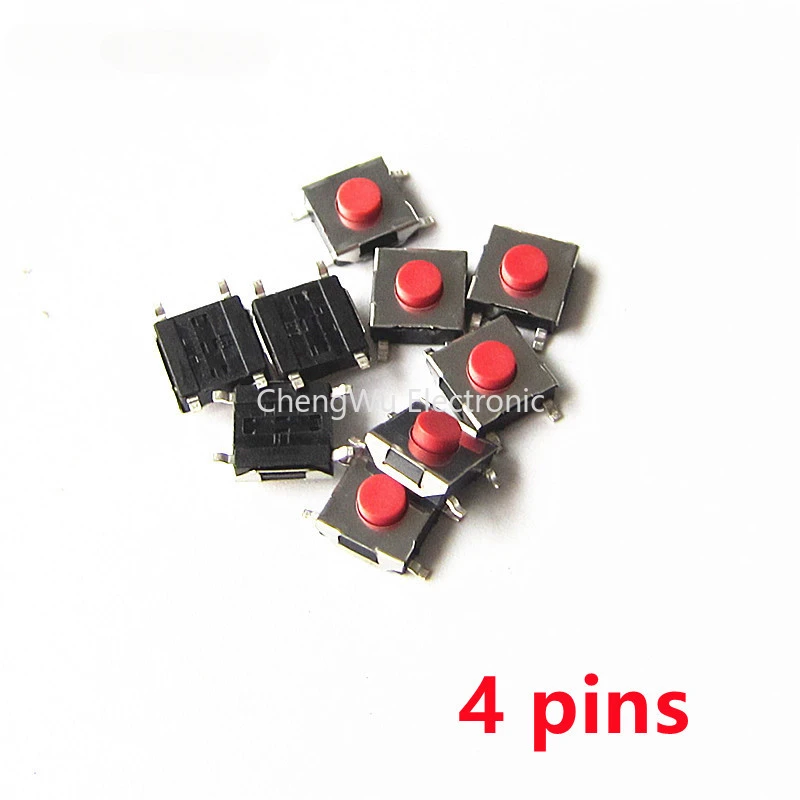 20 adet/grup 6*6*2.5 / 3.1 / 3.7 / 4.3 Mm SMD anahtarı 4 / 5 Pin ayaklar dokunmatik mikro anahtarı Push Button anahtarları kırmızı 6X6 Tact anahtarı