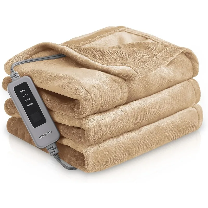 Heated Blanket Heated Throw, Electric Blanket with 3 Hours Timer Auto-Off &4 Heating Levels,Double-Layer Flannel Heating Blanket