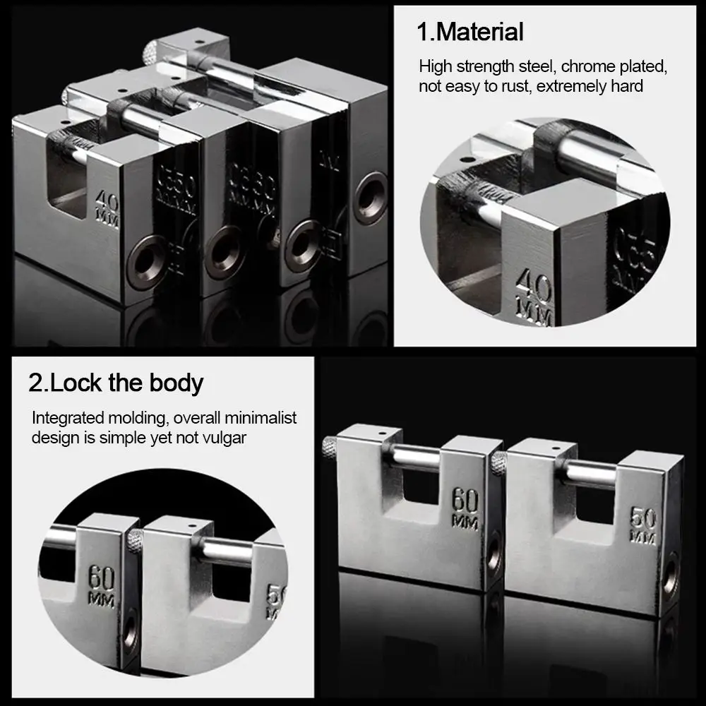 Useful Stainless Steel Heavy Duty Padlocks Anti-cut With Keys Long Shackle Security Safety Lockpick Set