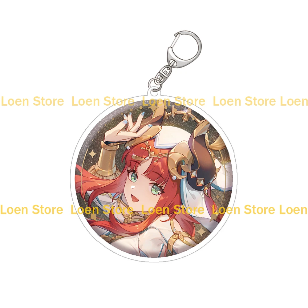 Loen Store Genshin impact tinplate badge  animation Navia Zhongli Baizhu yaemiko Kamisato Ayaka Round cartoon keychain  pendant