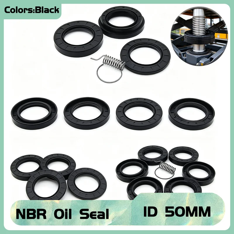 

NBR Double Lip Oil Seal TC Type ID 50mm with Various OD/Thickness (62-110mm OD 7-12mm Wide) Nitrile Rubber Shaft Seal Black