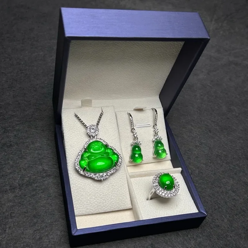 

High Ice Fashion Quartz Rock Jade Set, Exquisite Fashion Three-piece Jewelry