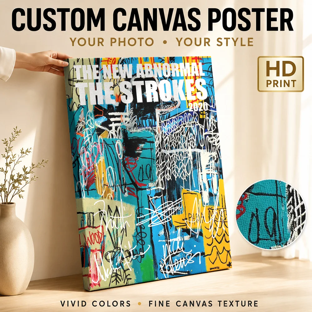 Strokes New Abnormal Figure Framed Canvas Poster Customized Photo Detailed Illustration Wall Art For Bedroom Listening Corner