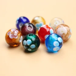 16mm Round Flowers Beads Jewellery Making Accessories Glass Handmade Jewelry Bracelets Supplies Lampwork Diy Perles Mix Bijoux