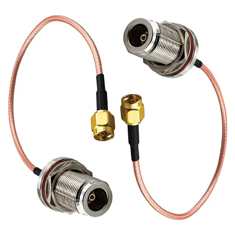 ABUG-For Antenna Signal RG316 50Ohm RF Coaxial Cable 2 Pcs 7.8In, SMA Male To N-Female Bulkhead Adapter Cable