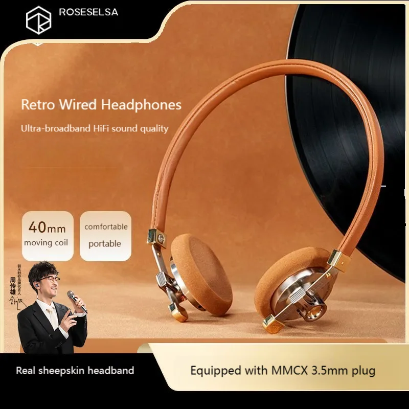 

Retro Metal Wired Headphones 40MM Dynamic Coil Unit HIFI Sound Quality MMCX 3.5mm Plug Sheepskin Fashion Headset For Audiophile