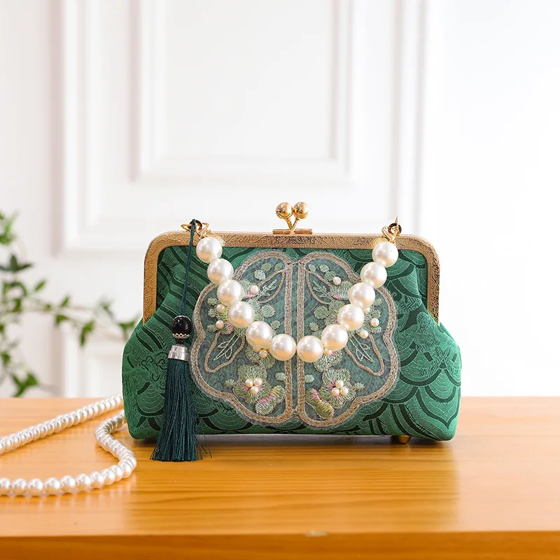 Beading Bling Top Handle Bag Vintage Fashion Chinese Embroidery Flowers Bags Women's Handbags Women Shoulder Crossbody Bag image 3
