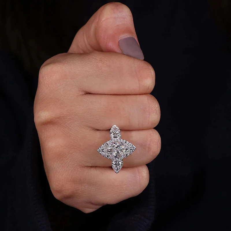 Huitan Damenring mit einfachem, vielseitigem Design für Hochzeit, charmantes Damen-Party-Accessoire mit glänzendem CZ, eleganter Verlobungsschmuck – Detail 16