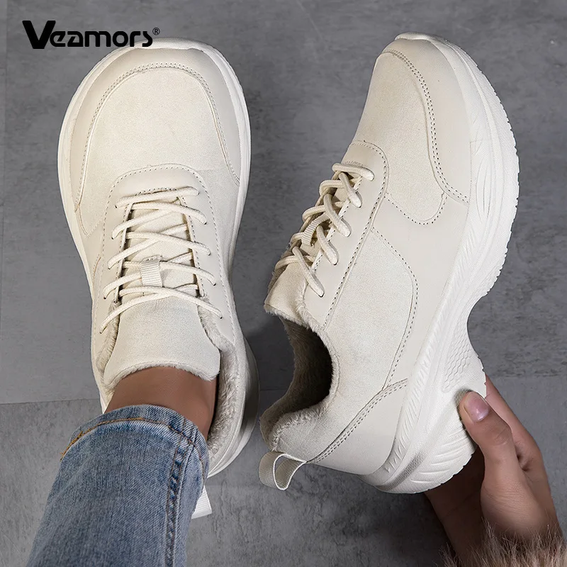 Women Plush Casual Sneakers Wide Toe Box Comfort Winter Shoes Men Thick Sole Warm Outdoor Hiking Walking Sports Shoes