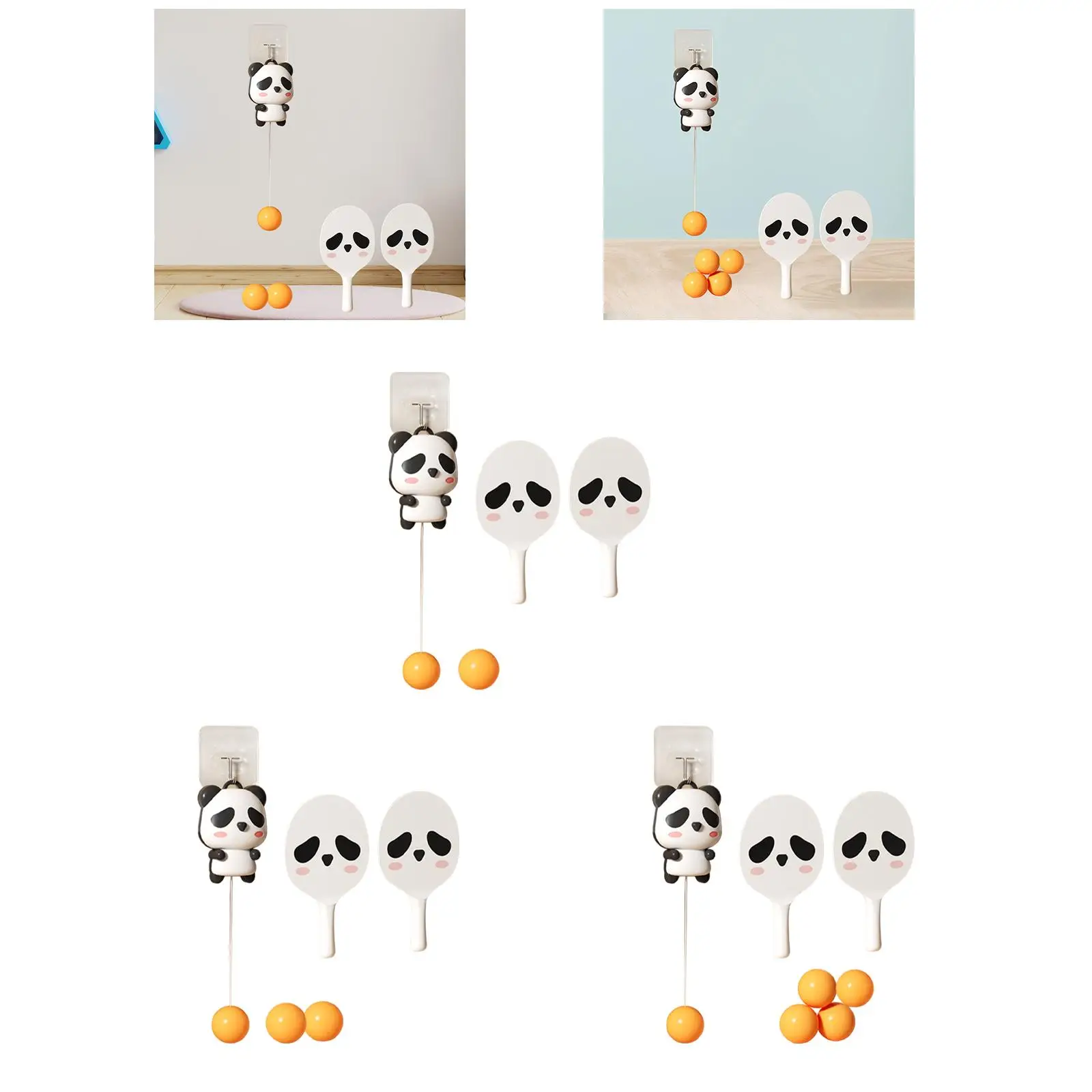 Panda Shape Indoor Hanging Pong Table Tennis Trainer Self-Training Equipment for Improving Skills,