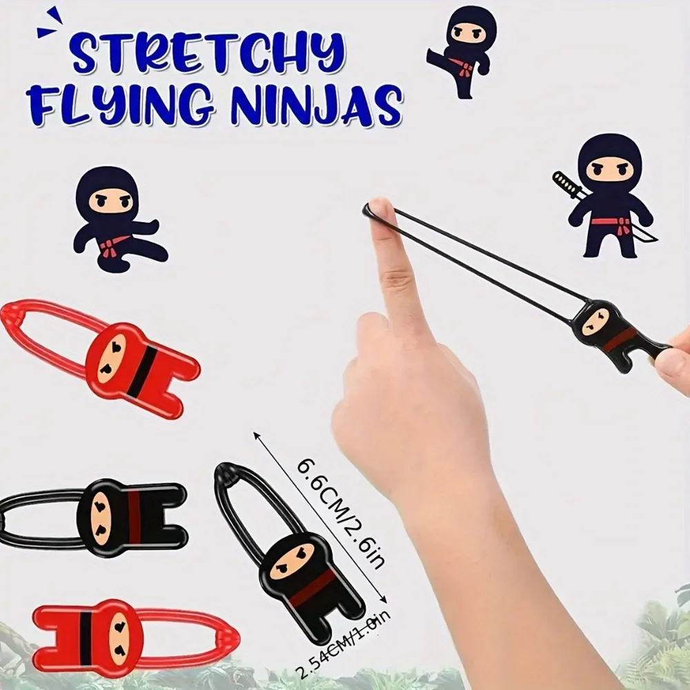 20 pcs Fun Elastic Flying Ninja Slingshot Kids Birthday Party Baby Shower Gifts Classroom Rewards Carnival Prizes Pinata Fillers