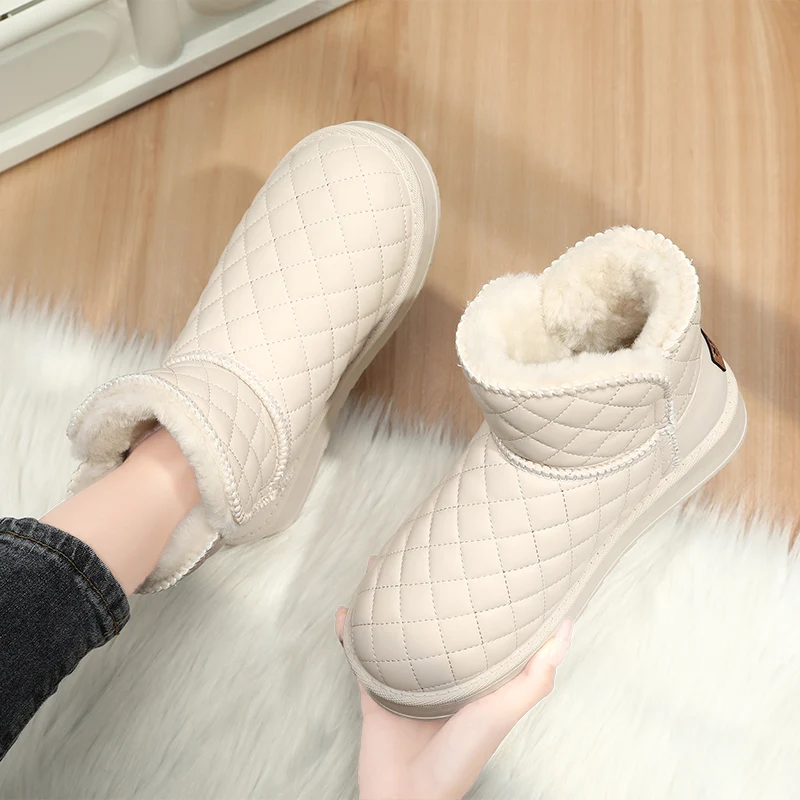 

Женские теплые утепленные зимние ботинки до середины икры, зима 2025 г. | Обувь из интегрированного хлопка на флисовой подкладке из меховой кожи