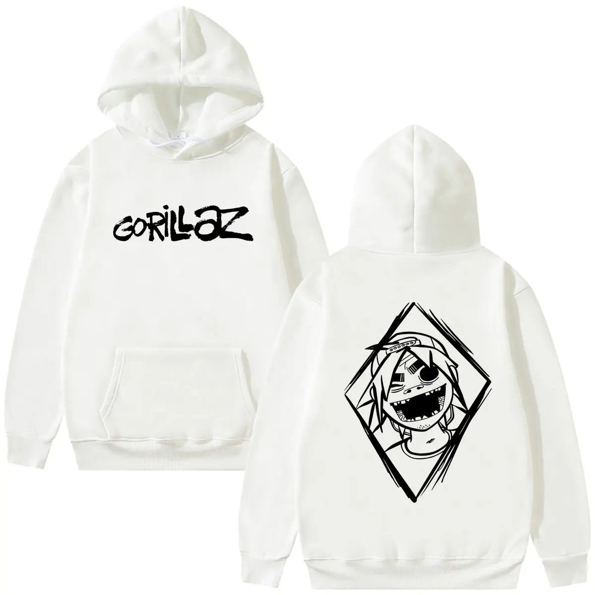 Rock Band Gorillaz Face Graphic Hoodie Men Women Hip Hop Fashion Oversized Hooded Sweatshirt Unisex Vintage Gothic Streetwear