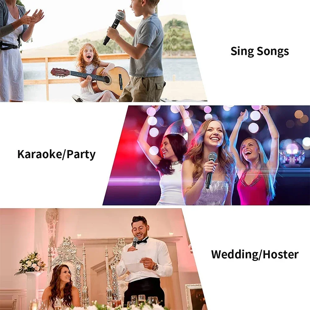 Wireless Microphone 2 Channels UHF Fixed Frequency Handheld Mic Micphone For Party Karaoke Professional Church Show Meeting