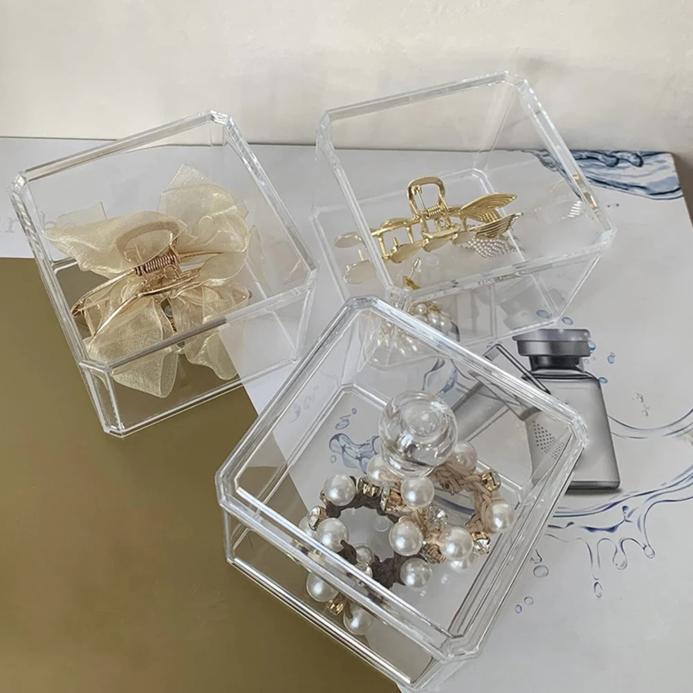 

1Set Transparent Cotton Swab Storage Box Acrylic Makeup Cotton Pad Holder with Lid Desktop Organizer for Toothpick Tool