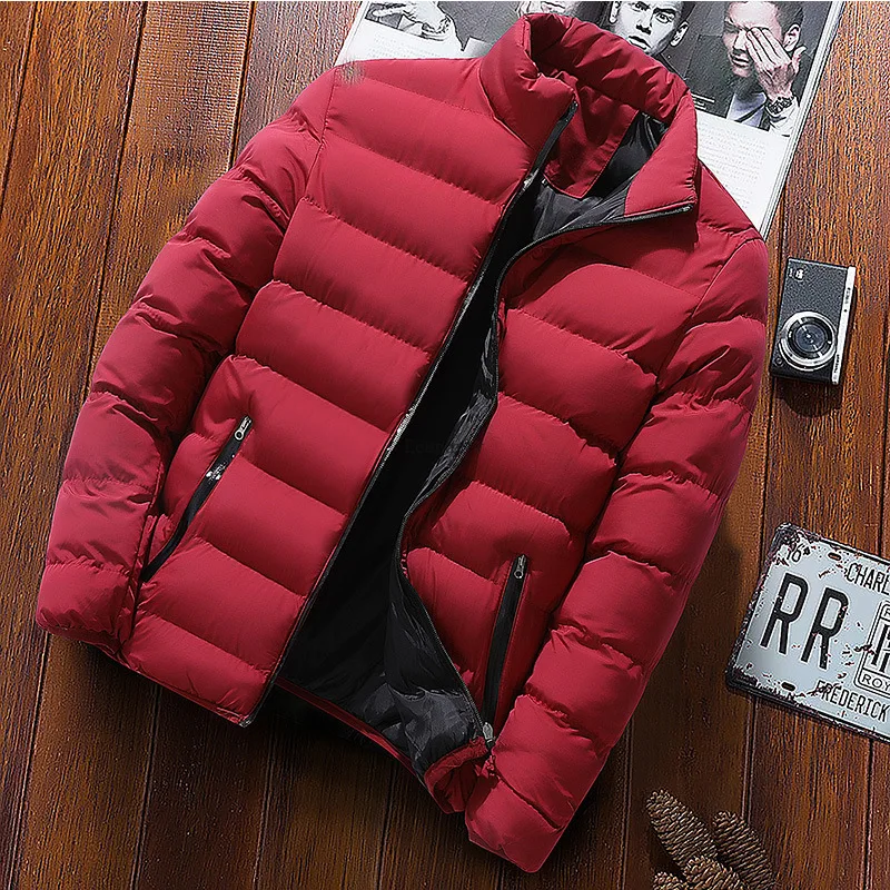 Winter Men's Parka Warm Wind Proof Stand Collar Long Sleeve Pocket Zipper Casual Large Size Male Outdoor Coat men blazer