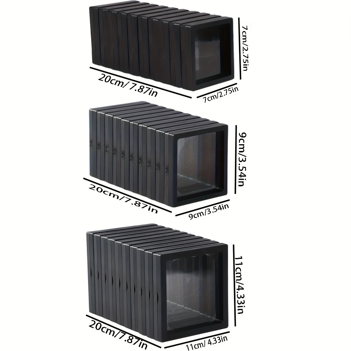 10pcs Multi-functional Black Plastic Dust-proof Jewelry Packaging (77/99/11*11), Suitable for Necklaces, Bracelets, Rings, Coins
