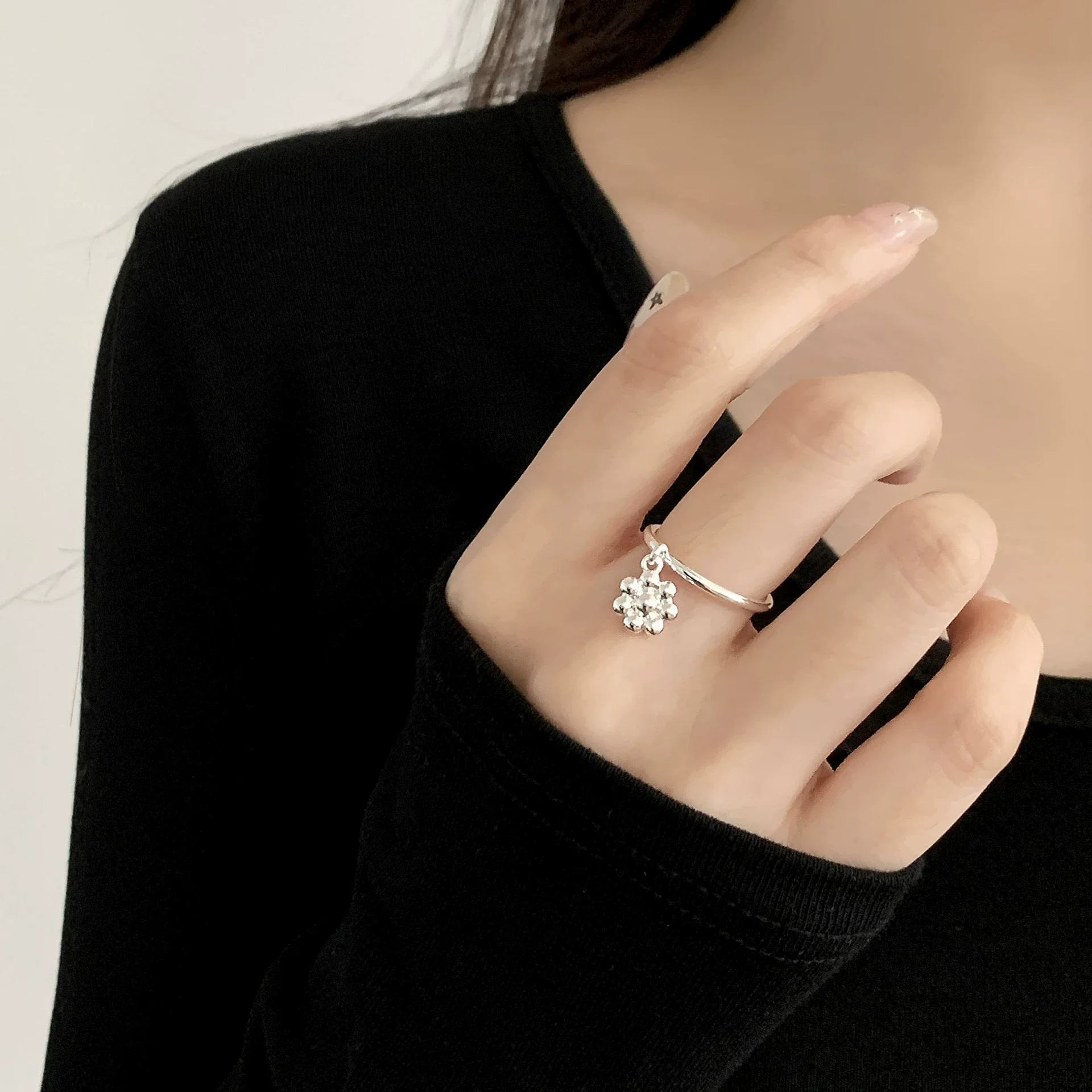 XIYANIK Spoon Shape Flower Adjustable Opening Rings For Women Girl Funny Fashion New Jewelry Gift Party Wholesale anillos