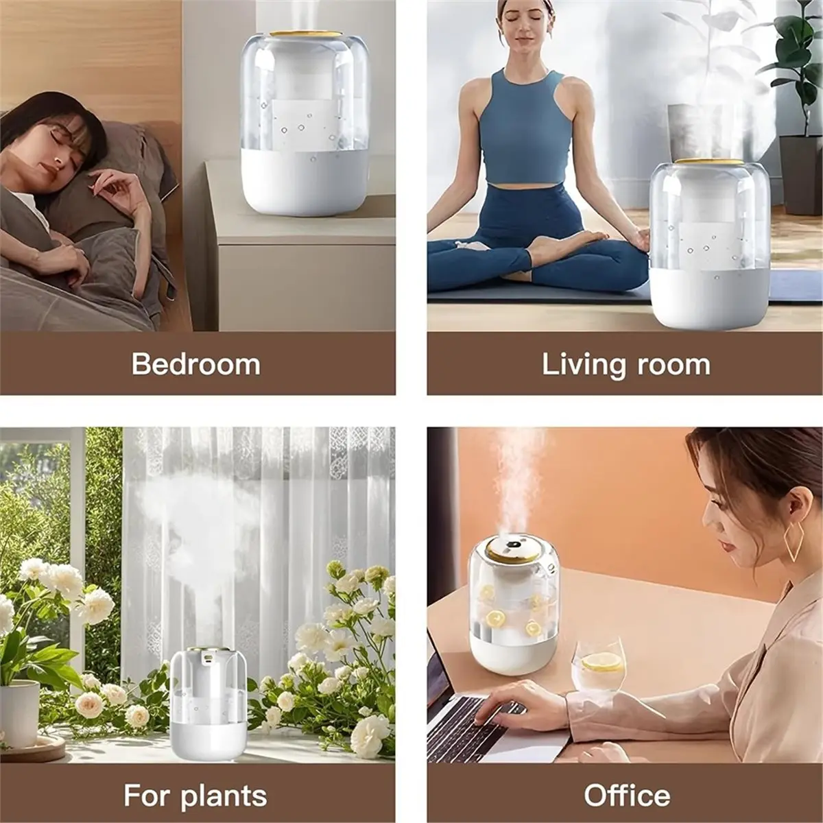 DT81 Air Humidifier 2L Quiet Cool Mist Humidifier for Plants Office Home Car Humidificador with 3 Mist Modes & Night Light