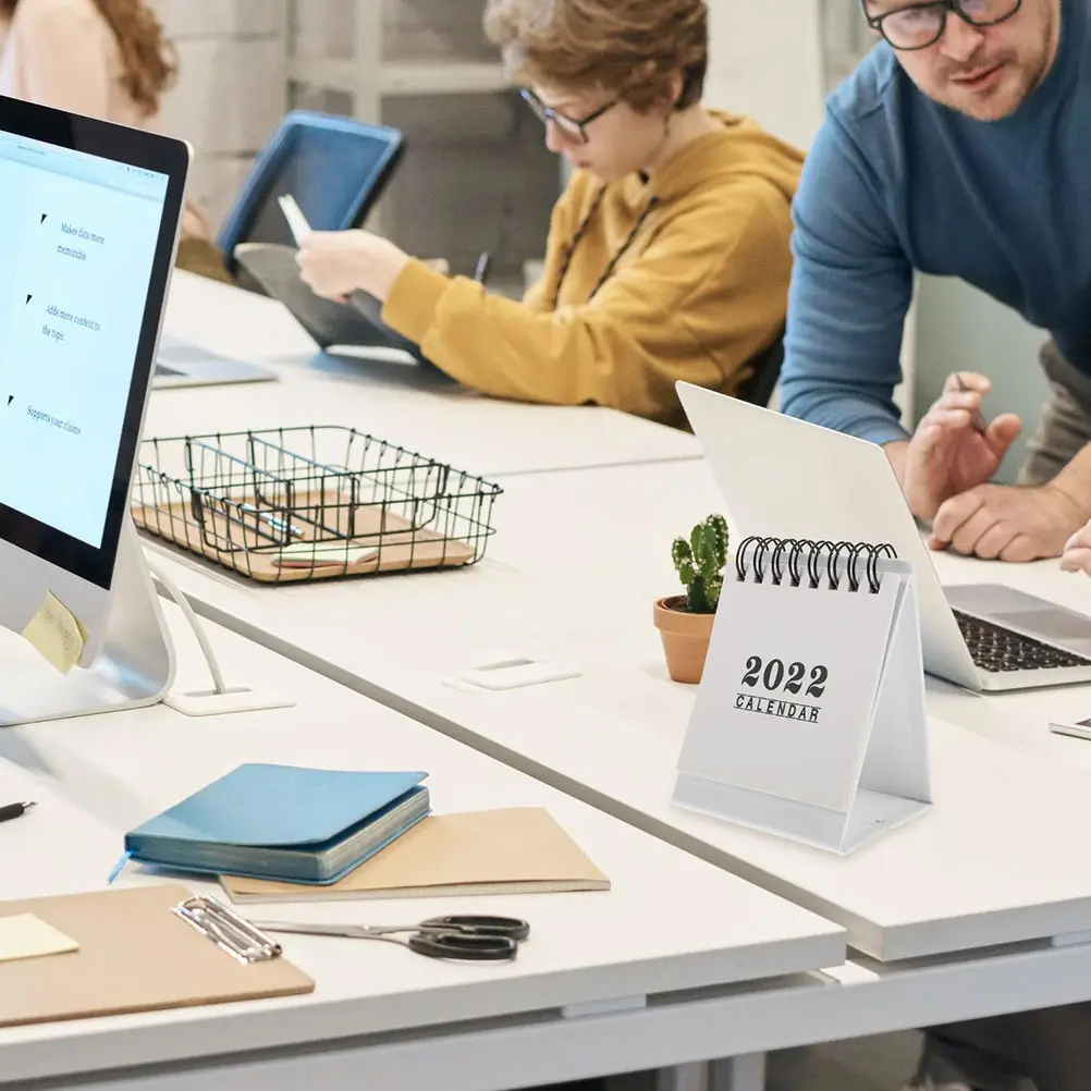 

3pcs 2022 Desktop Paper Office Tabletop Calendar Notepad Planner Smooth Writing Surface Creative Portable