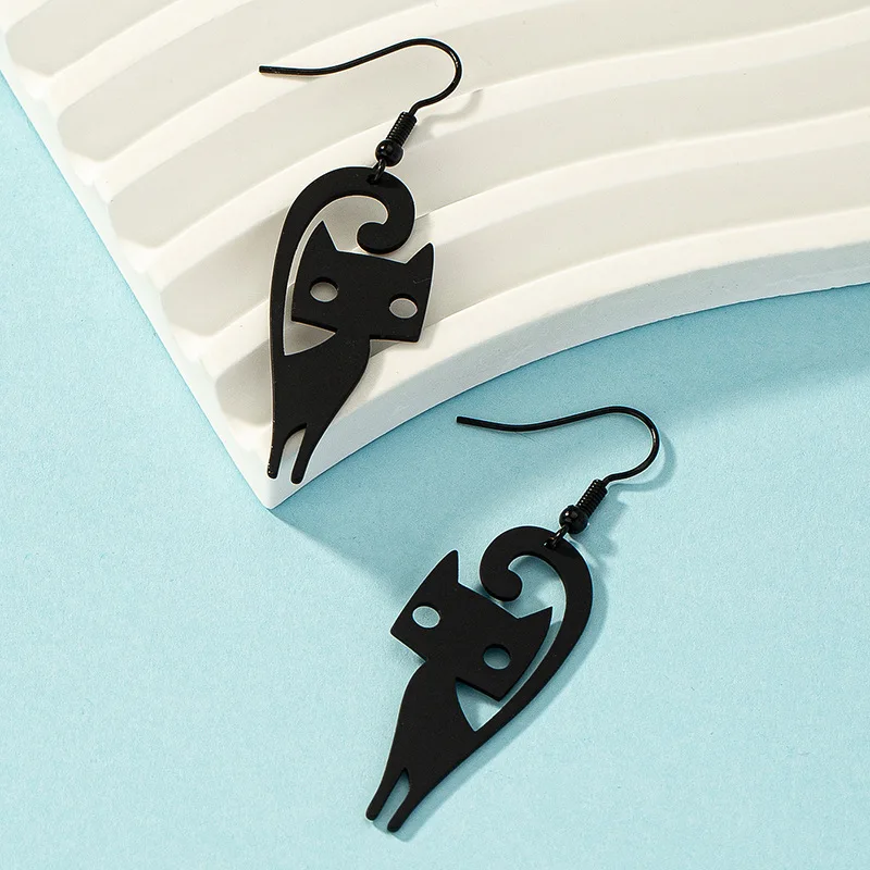 Halloween Gothic Hollow Dark Black Cat Earring for Women Fashion Creative Pumpkin Ghost Claw Earrings Festival Jewelry Gifts