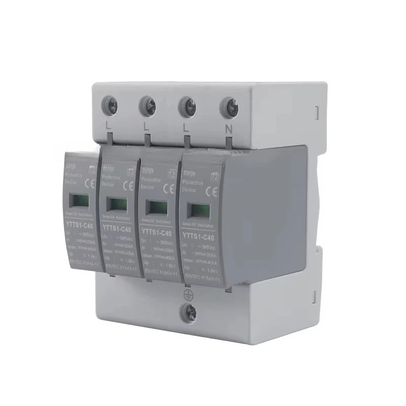 4P Power Surge Protection Device 40KA AC Surge Lighting Protection spd for power system