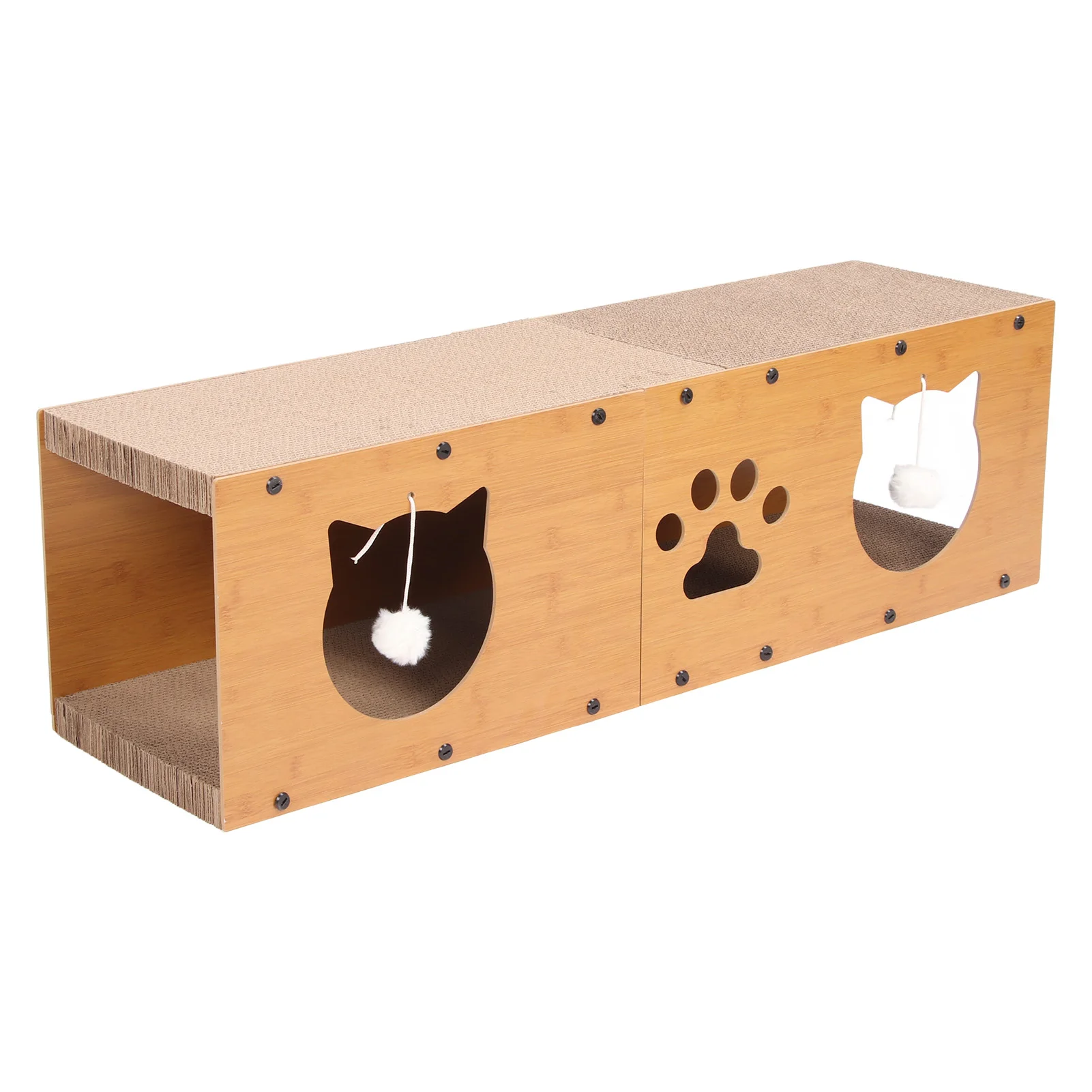 Cat Tunnel Bed Corrugated Paper Sturdy Constuction Scratch Resistance Multipurpose Comfortable Cat Scratcher House for Indoor