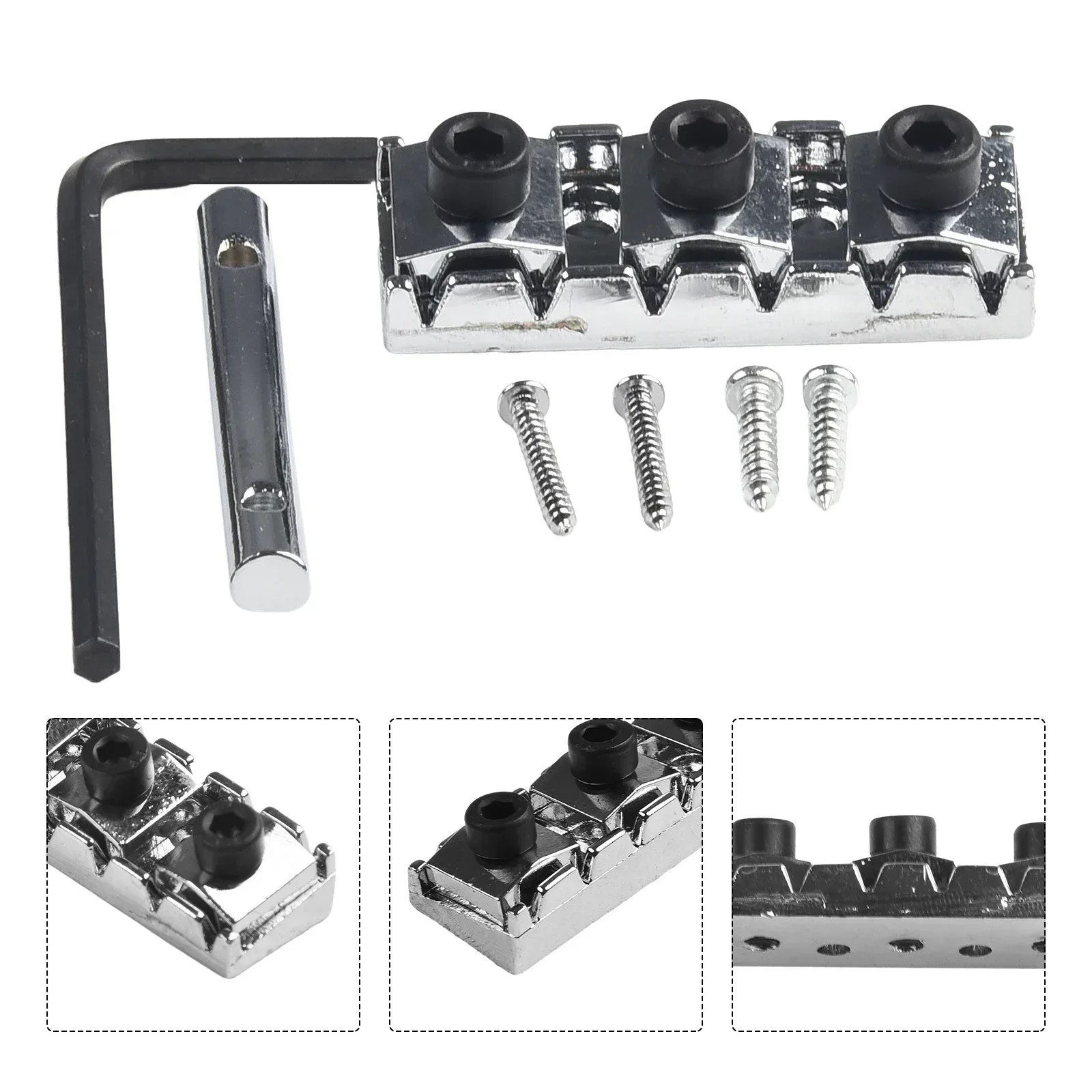 Stainless Steel Guitar Locking Nut String Lock Top Mount Type ST Electric Guitar Bridge Applicable Comes with Screws and Wrench