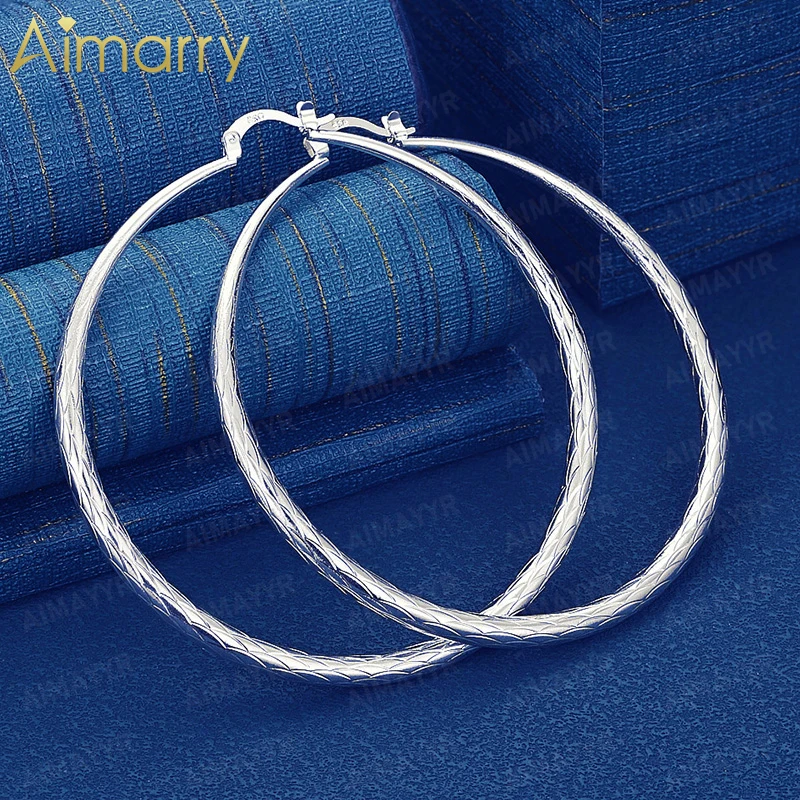 925 Sterling Silver 68mm Minimalist Fish Scale Earrings for Women's Parties Banquets Weddings High-quality Fashion Jewelry