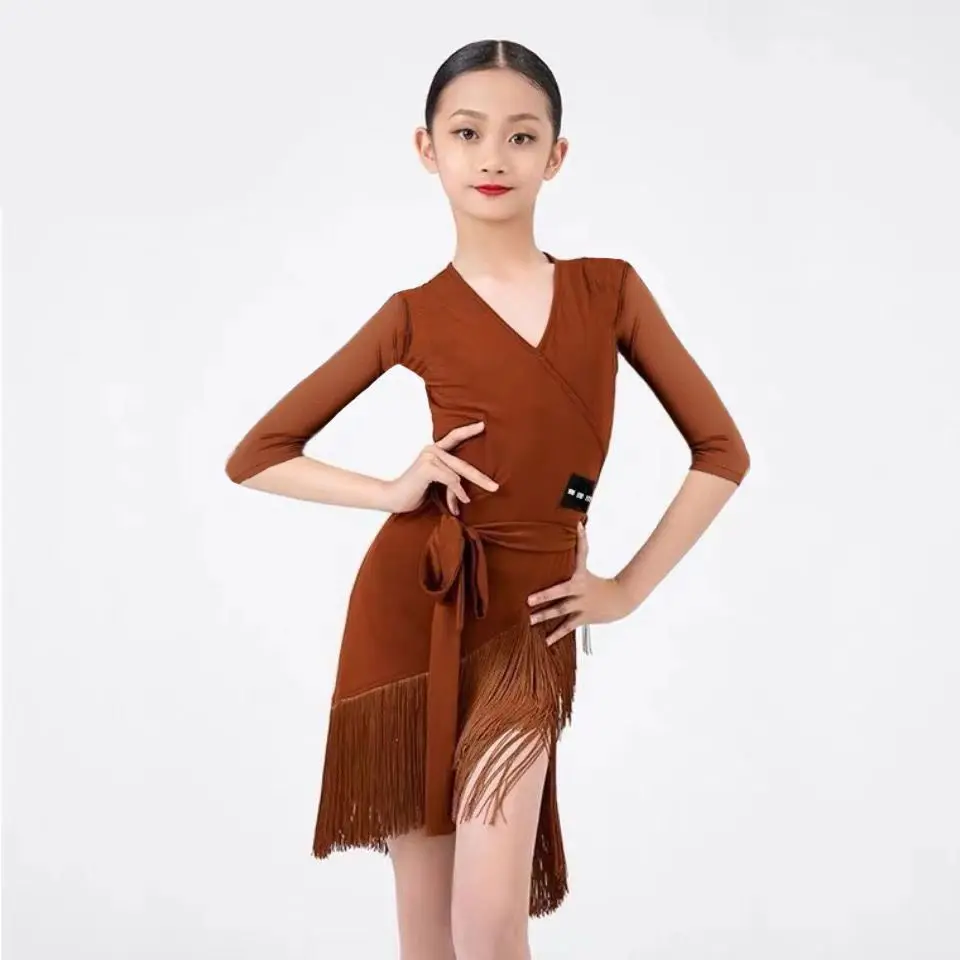 Latin dance costume tassel dance skirt girl\'s new children\'s Latin dance dress jumpsuit  dresses for women  fringe dress