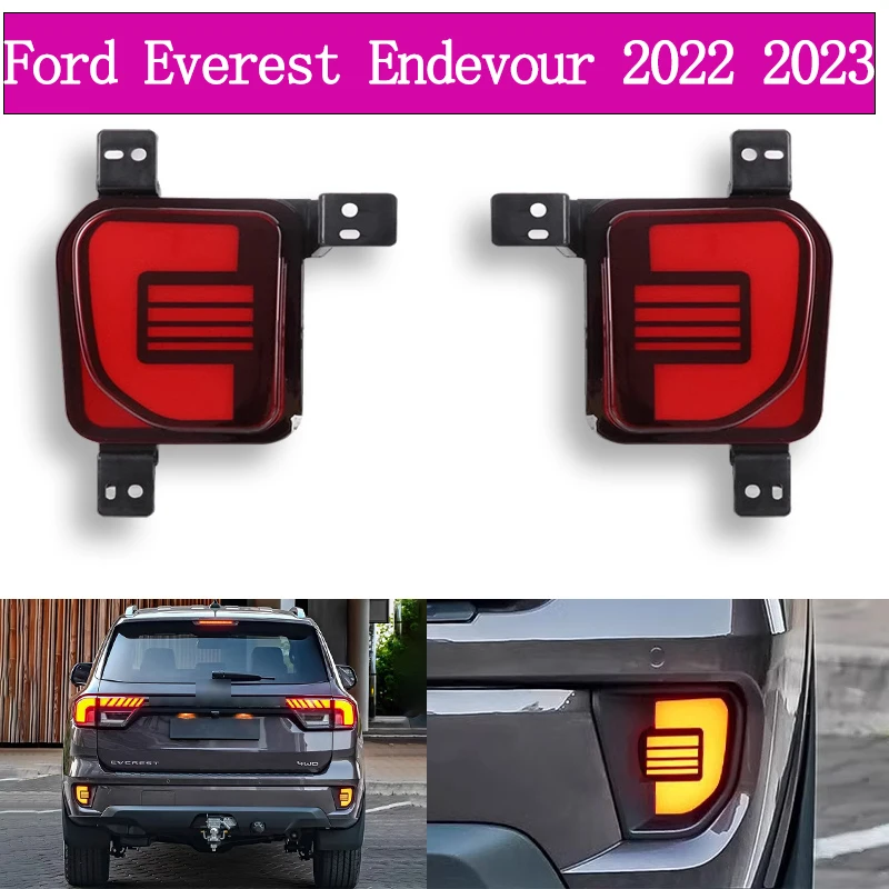 2 PCS LED Reflector Light for Ford Everest Endeavour 2022 2023 Bumper Rear Fog Lamp Brake Light Turn Signal Upgrade Kit