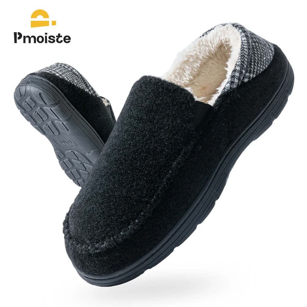 

Pmoiste Soft Felt House Boots Slippers Men Comfortable Designer Mark Line Warm Living Room Shoes Slip-on Winter Indoor