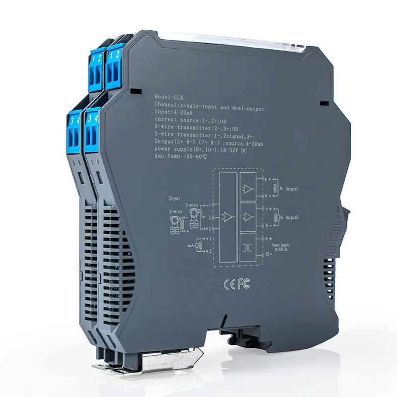 4-20mA 0-20mA to 0-10V 0-5V Intelligent Isolation Distrobution Analog Signal Isolator 1 In 1 Out 1 In 2 Out Signal Converter