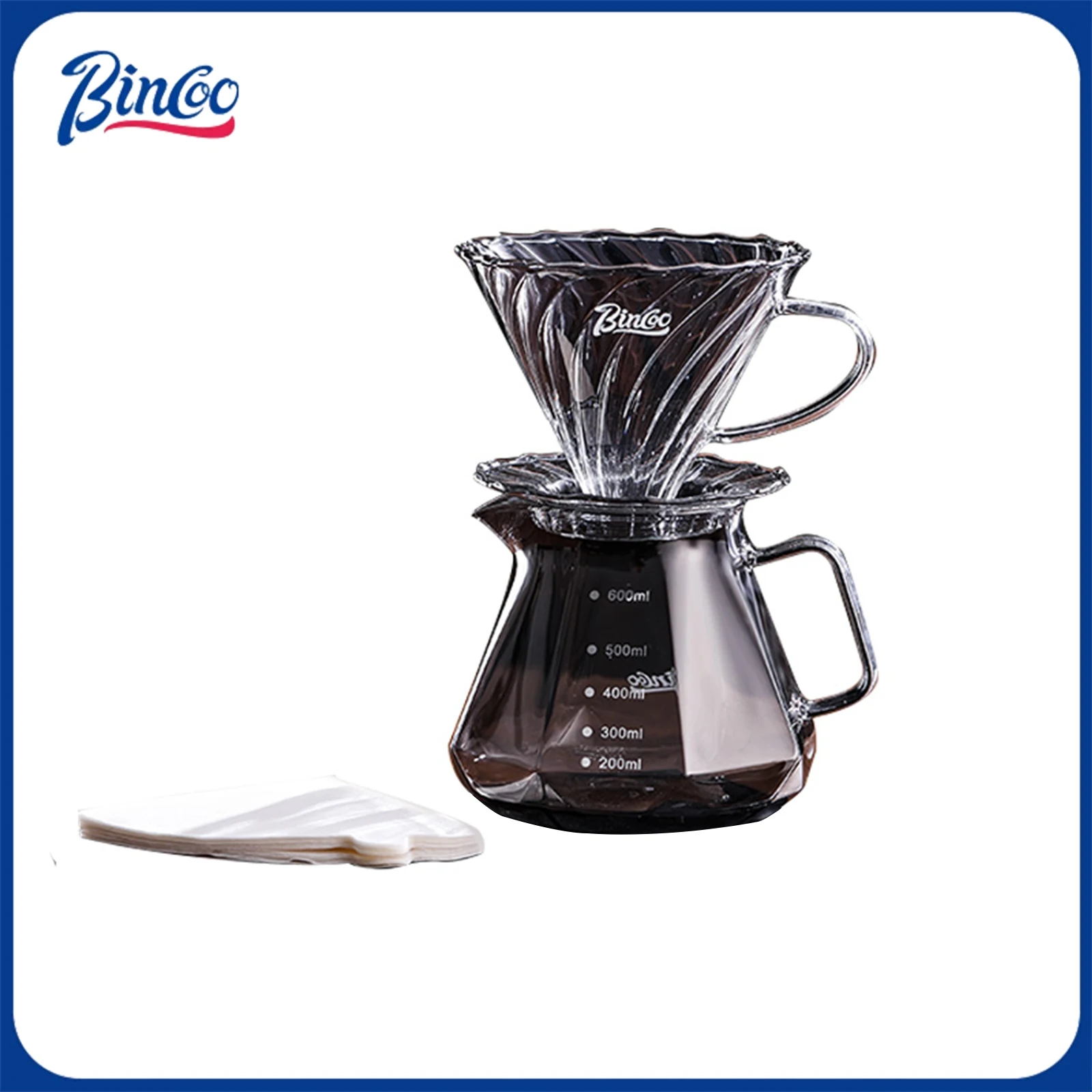 

Bincoo Coffee Filter Cup reusable drip-type hand-brewed coffee filter paper immersion filter pot v-shaped switch funnel