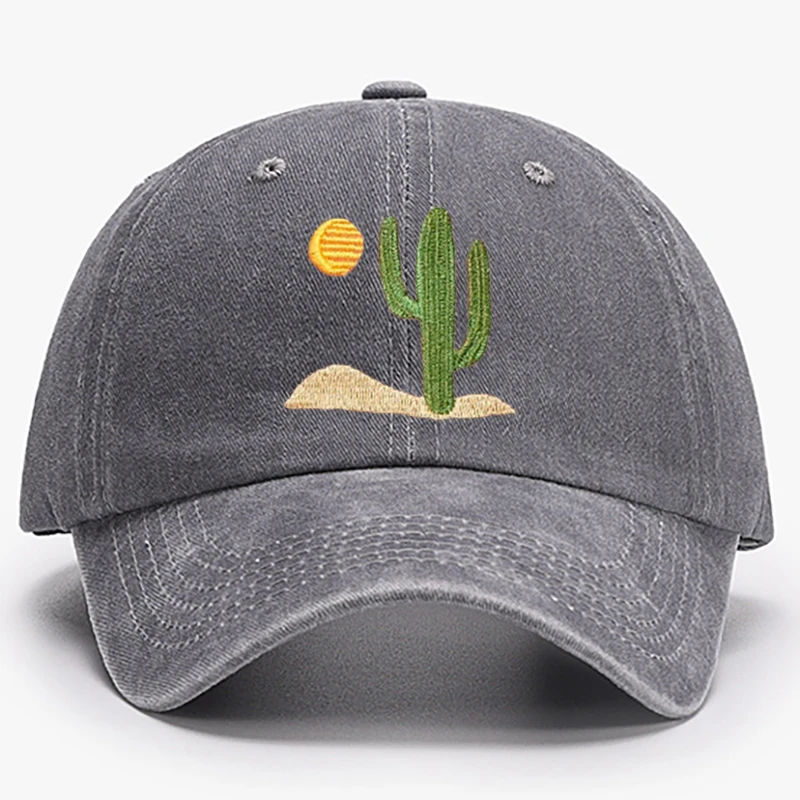 Cactus Embroidered Cap Summer Cotton Trucker Hat Desert Baseball Cap Vintage Dad Hat  Adjustable